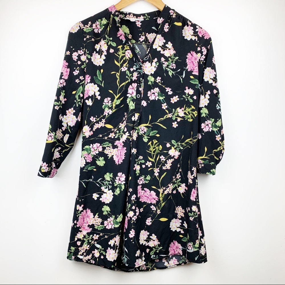 LOVE TREE Los Angeles Floral Dress Black S